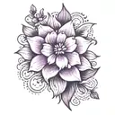 Purple flower looking straight down at it with extras added for epilepsy tattoo design idea