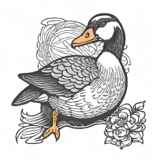 goose sitting tattoo design idea