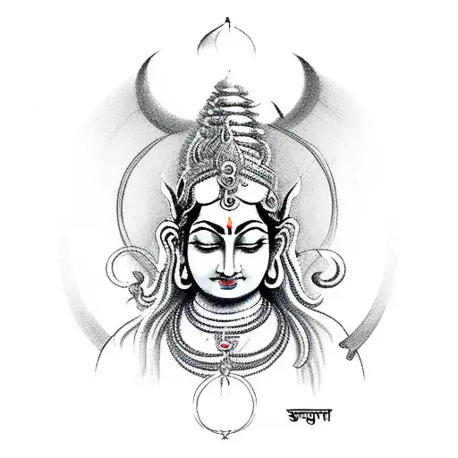 shiv tandav with mantra tattoo design idea