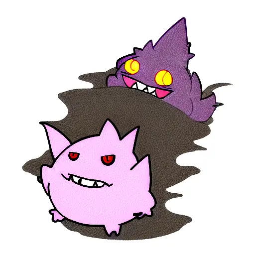 Gengar materializing out of shadows. In a Full Moon, night sky circle. Tattoo design tattoo design idea