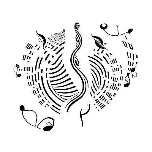 A minimalist tattoo of a coffee plant growing in the shape of a music note tattoo design idea