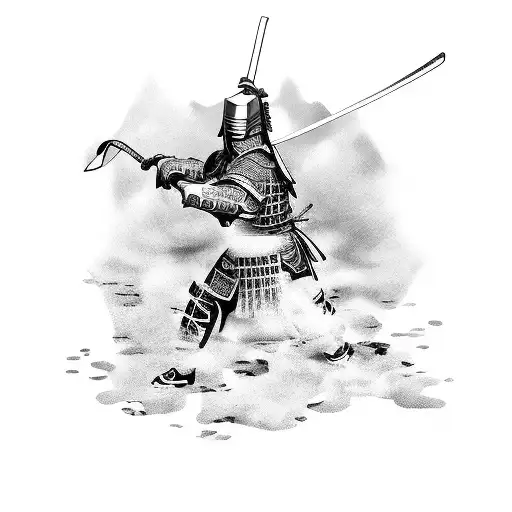 Samurai protects child tattoo design idea