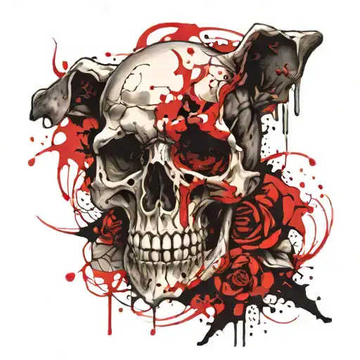 creepy dog skull tattoo design idea