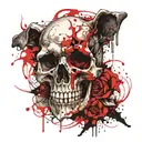 creepy dog skull tattoo design idea
