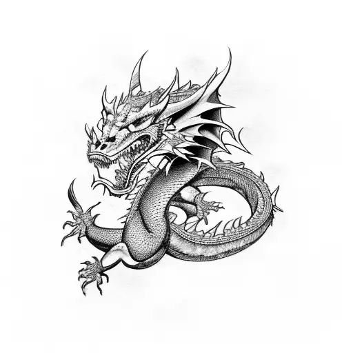 dragon riding motorbike tattoo design idea