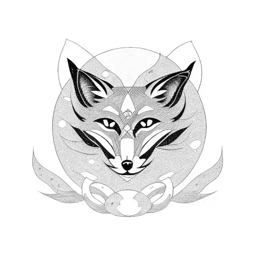 fox in Japanese clothing tattoo design idea
