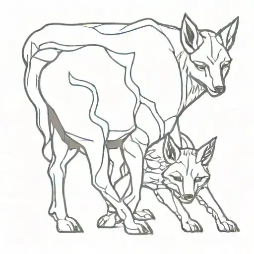 minotaur with 2 foxes  tattoo design idea