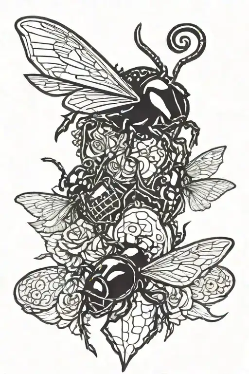 beetles acdc queen and metallica tattoo design idea