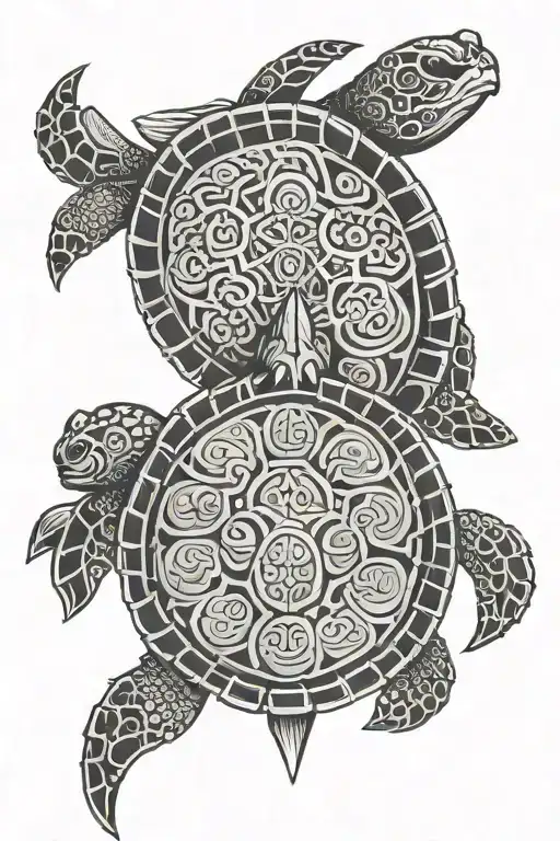 polynesian tiki sea turtle tattoo design idea