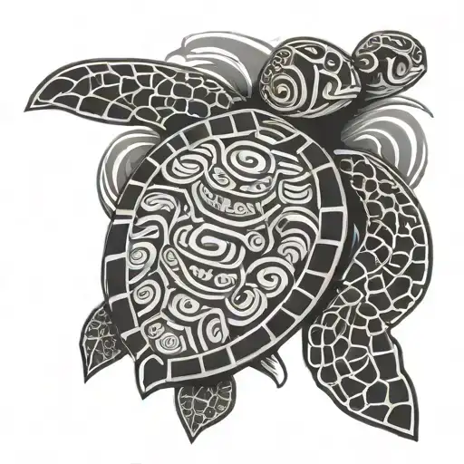 polynesian tiki sea turtle tattoo design idea