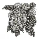 polynesian tiki sea turtle tattoo design idea