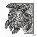 polynesian tiki sea turtle tattoo design idea