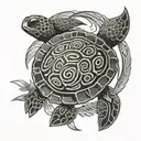polynesian tiki sea turtle tattoo design idea