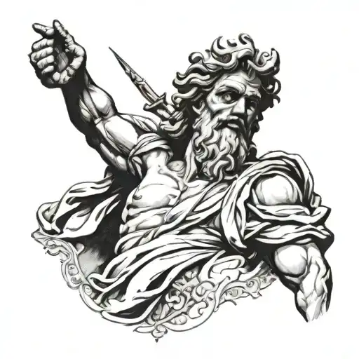 zeus like marble stature tattoo design idea