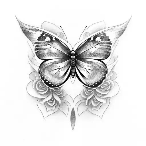 butterfly metamorphosis with moon tattoo design idea