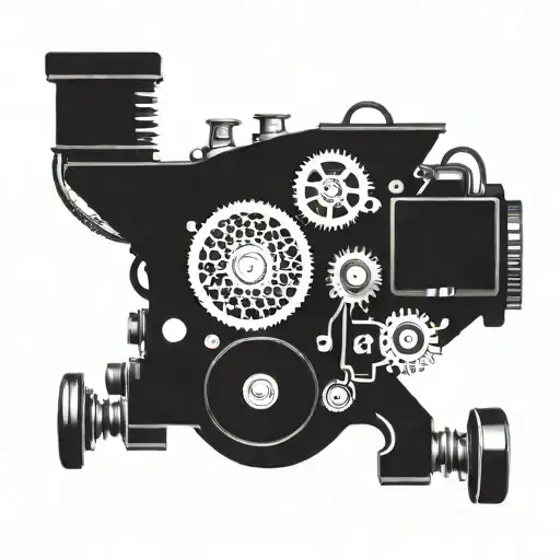 Incorporate intricate engine parts into a sleek car design tattoo design idea