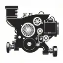 Incorporate intricate engine parts into a sleek car design tattoo design idea