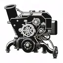 Incorporate intricate engine parts into a sleek car design tattoo design idea