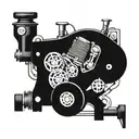 Incorporate intricate engine parts into a sleek car design tattoo design idea