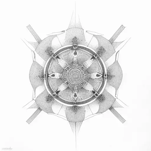 dharma wheel  budishm tattoo design idea