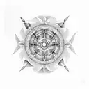 dharma wheel  budishm tattoo design idea