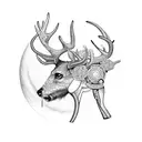 dharma wheel deer budishm tattoo design idea