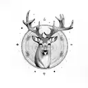 dharma wheel deer budishm tattoo design idea