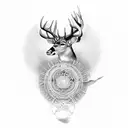 dharma wheel deer budishm tattoo design idea
