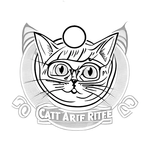 Minimalist "Cat Rescue Logo With A Halo" Tattoo Idea BlackInk AI