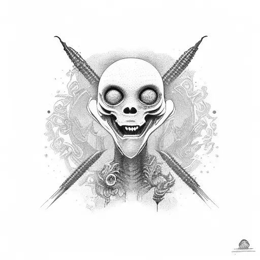 allien green smoke weed tattoo design idea