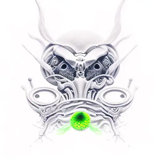 allien green smoke weed tattoo design idea