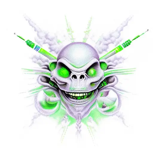 allien green smoke weed tattoo design idea