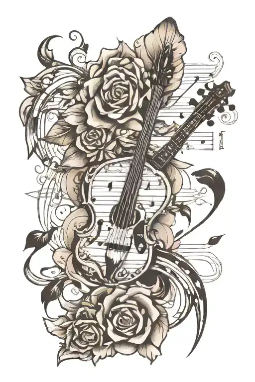 writing the lyrics of a song sheet music tattoo design idea