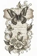 writing the lyrics of a song sheet music tattoo design idea