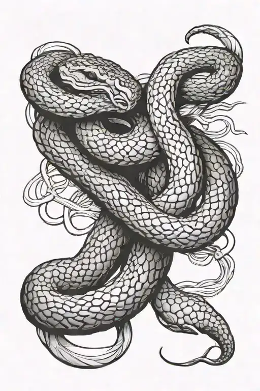 copperhead snake intertwined representing tattoo design idea