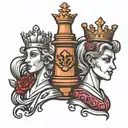 king and queen chess piece tattoo design idea