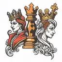king and queen chess piece tattoo design idea