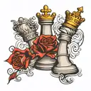 king and queen chess piece tattoo design idea