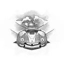 Create a tattoo featuring a super sport car speeding through a military base and the mame "ALBA" IN FRONT tattoo design idea