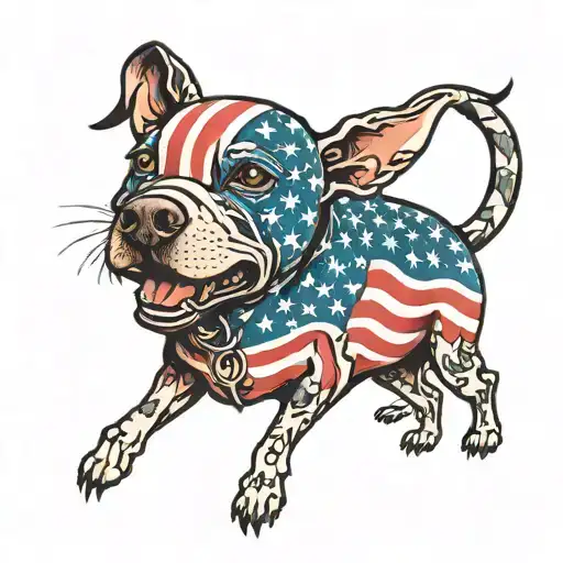 Dog american flag welding tattoo design idea
