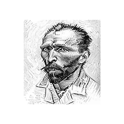 A silhouette of Vincent van Gogh working on a canvas, surrounded by vibrant splashes of color tattoo design idea