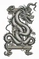 Chinese dragon on bars tattoo design idea