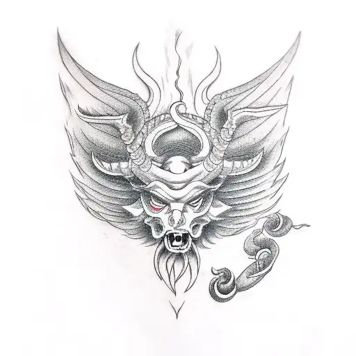 Baphomet  complete body tattoo design idea