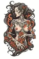 hentai, dark, twisted, abstract, female torso, creepy, sexy, suggestive tattoo design idea