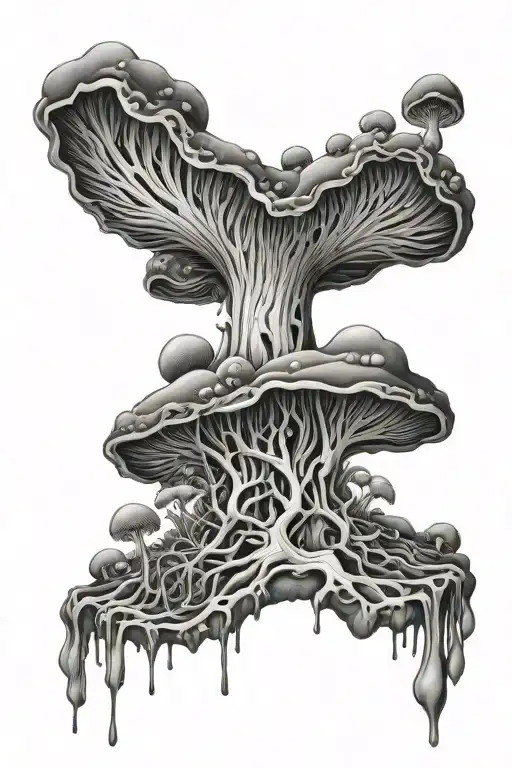 fungus bursting tattoo design idea