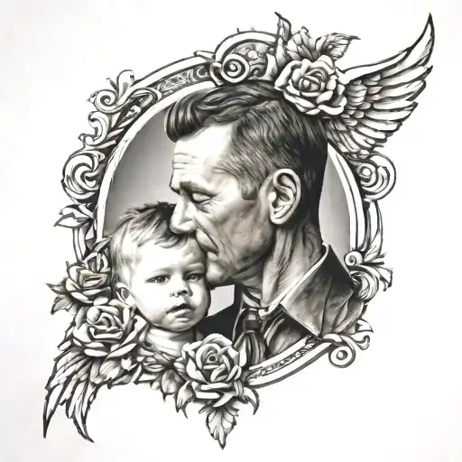 memorial dad son tattoo design idea
