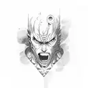 satoru gojo from jujutsu kaisen using hollow purple tattoo design idea