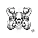 A motorcycle engine with boxing gloves as pistons tattoo design idea