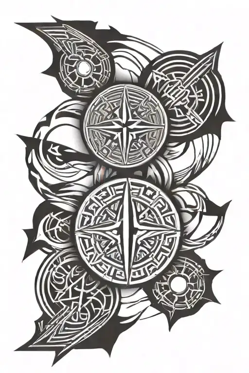 thunder and st benedicts medal ribbon tattoo design idea