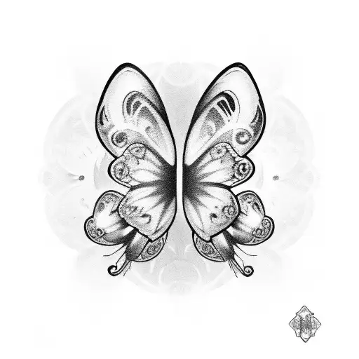 "lights will guide you home" 2 little butterflies under and a small cross between the butterflies tattoo design idea
